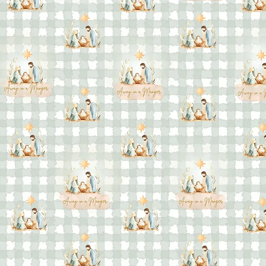 Away in a Manger · 100% Cotton Fabric, Sold Per 1/2 Metre