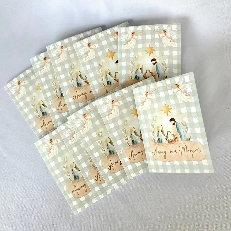 Away In A Manger · Gingham Christmas Cards, photo 2 of 2