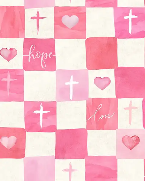 Faith, Hope and Love · 100% Cotton Fabric, Sold Per 1/2 Metre