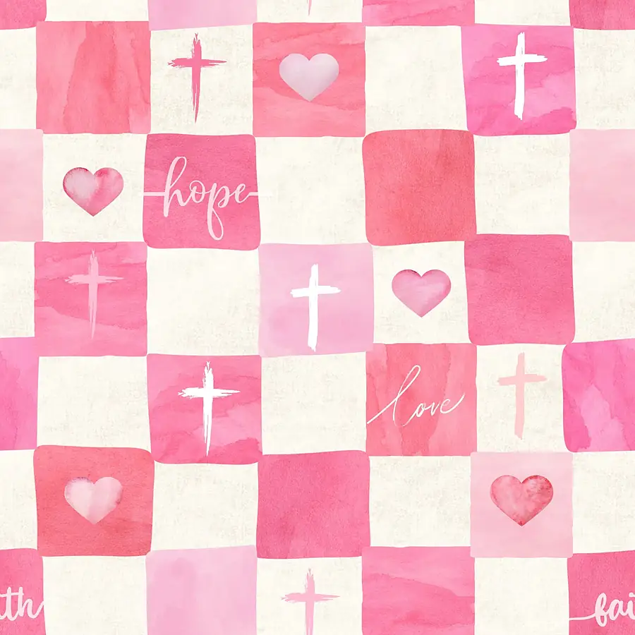 Faith, Hope and Love · 100% Cotton Fabric, Sold Per 1/2 Metre
