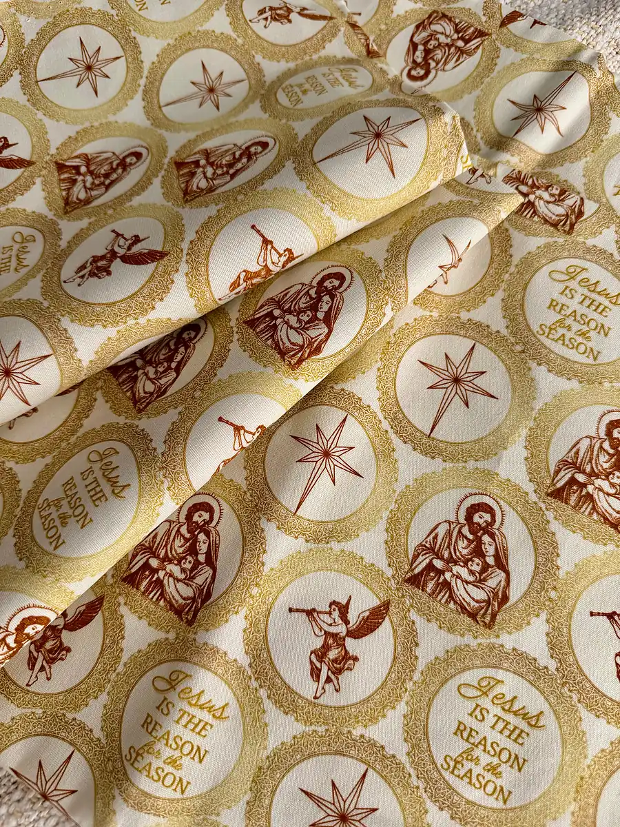 Golden Nativity · 100% Cotton Fabric, Sold Per 1/2 Metre, photo 2 of 2