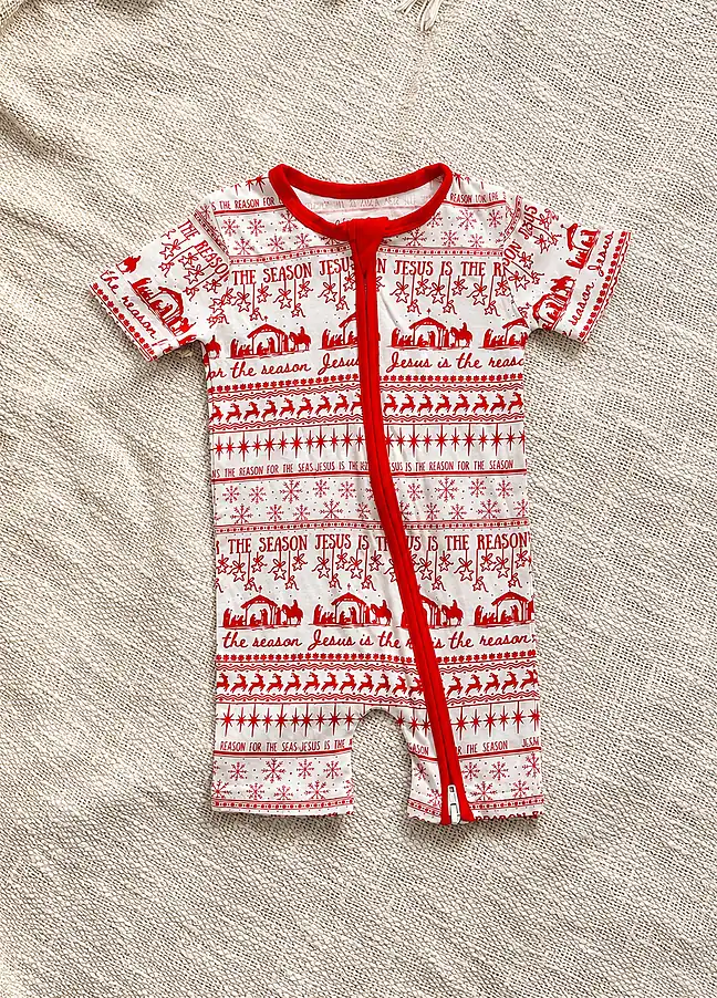 Jesus is the Reason · Baby Romper · Cotton, product mock-up 2 of 3