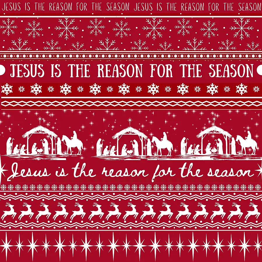 Jesus is the Reason (Red) · 100% Cotton Fabric, Sold Per 1/2 Metre