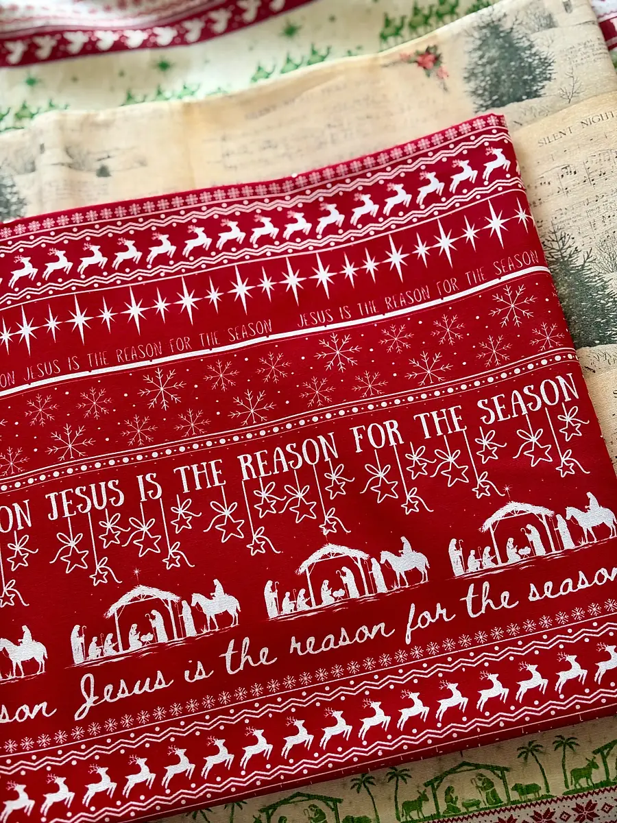 Jesus is the Reason (Red) · 100% Cotton Fabric, Sold Per 1/2 Metre, photo 2 of 2