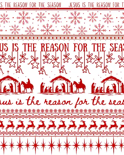 Jesus is the Reason (White) · 100% Cotton Fabric, Sold Per 1/2 Metre