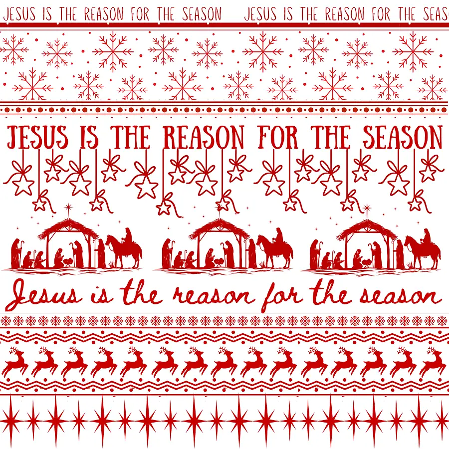 Jesus is the Reason (White) · 100% Cotton Fabric, Sold Per 1/2 Metre