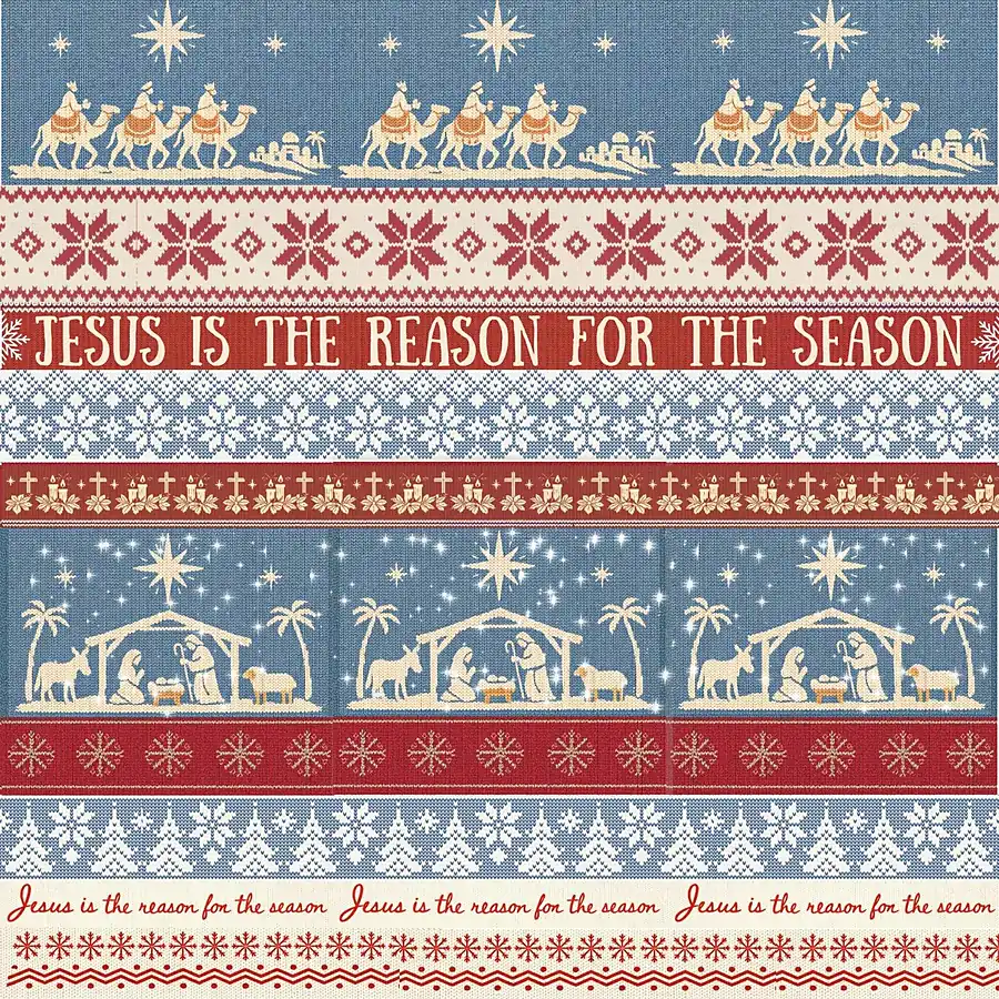 O Holy Night (Blue) · 100% Cotton Fabric, Sold Per 1/2 Metre