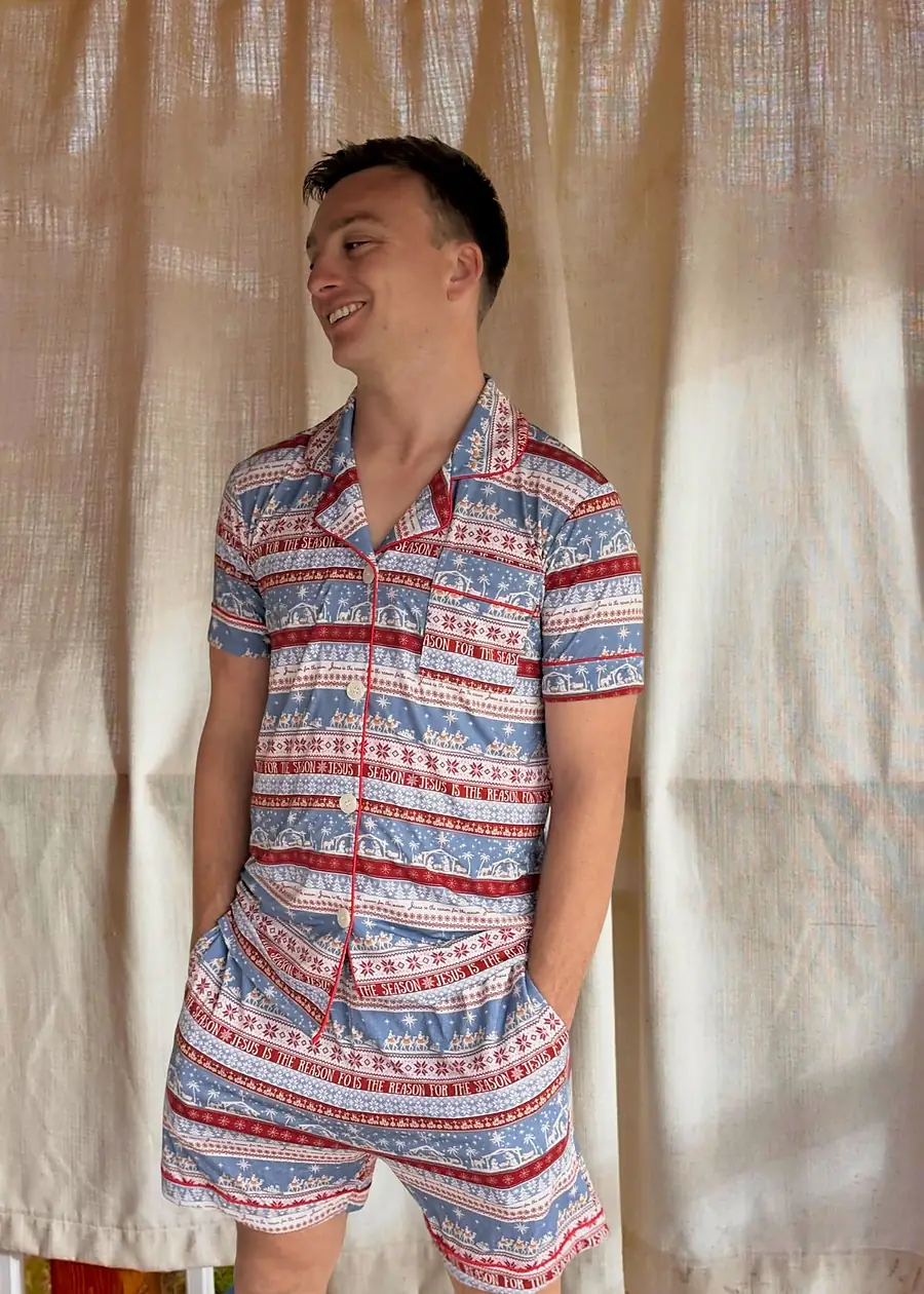 Unisex · O Holy Night · Button Up Shirt & Shorts Set · Bamboo
