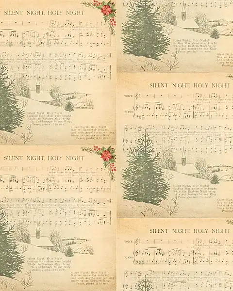 Silent Night · 100% Cotton Fabric, Sold Per 1/2 Metre