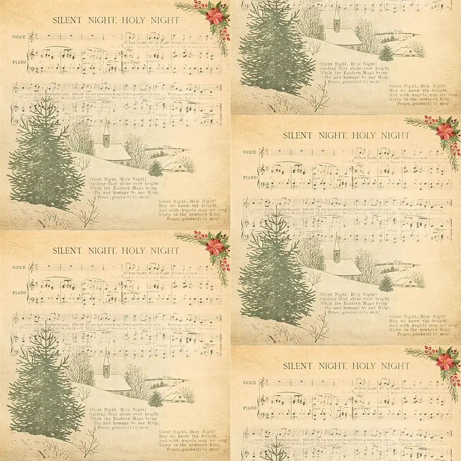 Silent Night · 100% Cotton Fabric, Sold Per 1/2 Metre