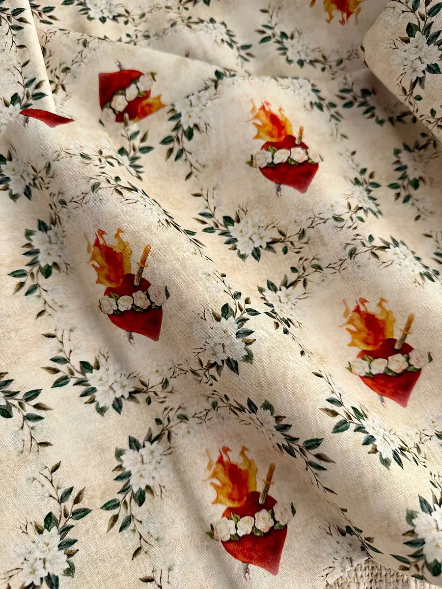 Vintage Immaculate Heart · 100% Cotton Fabric, Sold Per 1/2 Metre, photo 2 of 2